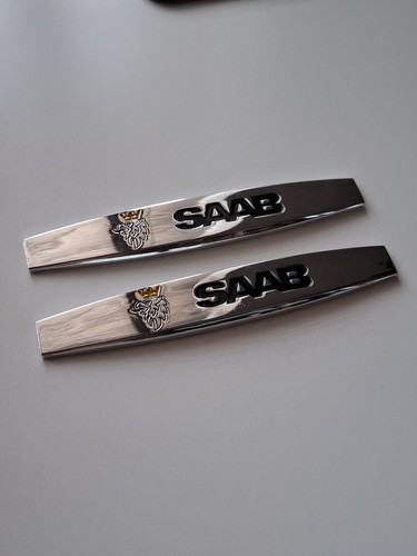 Saab chrome plated badge pair - plated,